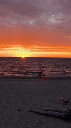Sunset observed at Carnikava beach, Latvia creates vibrant sky display
