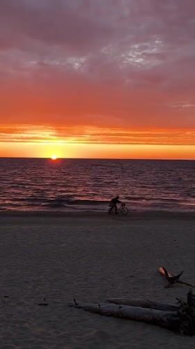 Sunset observed at Carnikava beach, Latvia creates vibrant sky display