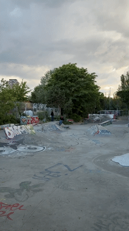 Berlin street art, skateparks and transit documented during evening hours