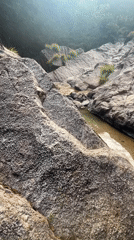 Nature walk documented in Koh Phangan's rocky terrain