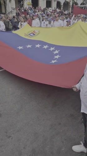 Venezuelan flag demonstrations and religious procession converge in Caracas