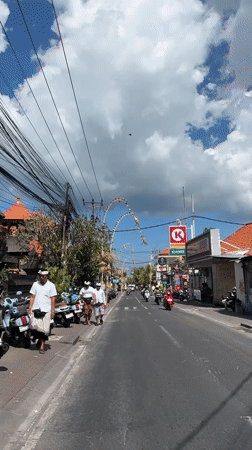 Streets, fields, and café tables in North Kuta, Bali