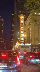Late night activity around Chicago Theatre during Ari Lennox concert