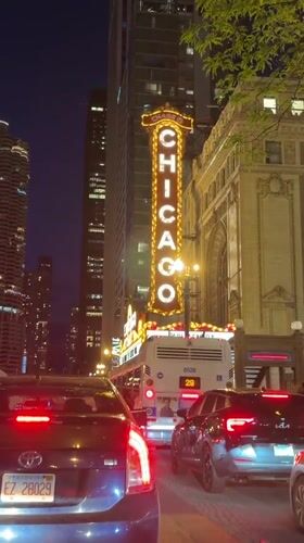 Late night activity around Chicago Theatre during Ari Lennox concert
