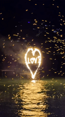 Fiery heart display spells LOVE on Thailand waters