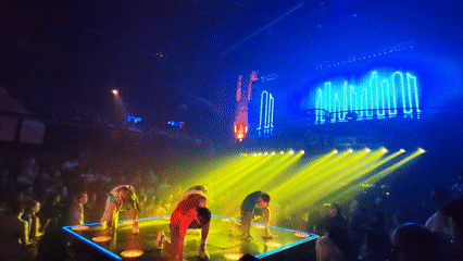Nightclub concert features dancers, colorful lights in Playa del Carmen