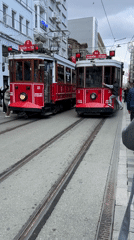 Vintage trams and church visitors spotted in Istanbul's Beyoğlu district