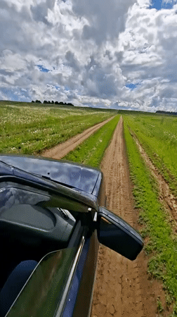 Driver records journey through rural Russian countryside near Marakushi