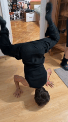 Evening activities in Sofia: headstand performance and hair styling