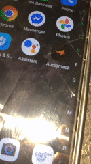 Mixed scenes captured: cracked phone, person with metal object, machinery