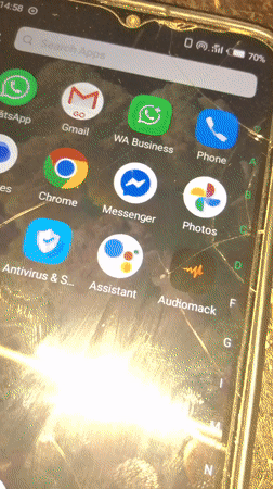 Mixed scenes captured: cracked phone, person with metal object, machinery