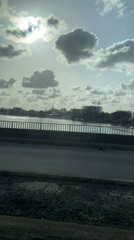 Pedestrian spotted on bridge sidewalk in Falomo, Nigeria