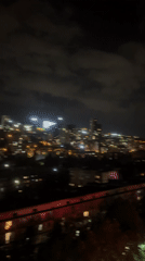 Tbilisi city lights viewed from above at night