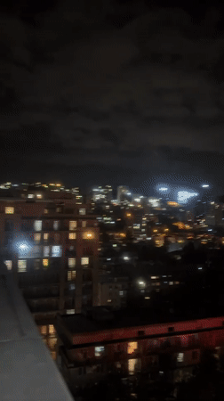 Tbilisi city lights viewed from above at night