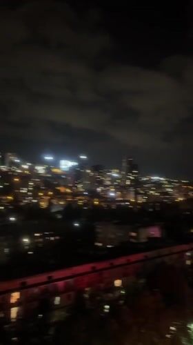 Tbilisi city lights viewed from above at night
