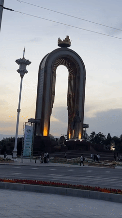 Independence Monument documented by witnesses in Dushanbe, Tajikistan