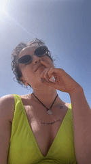 Woman enjoys sunny morning at Netanya Beach