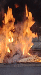 Garden flowers and open flames, close-up in a Ukrainian backyard