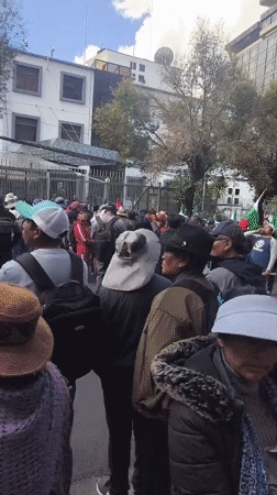 Large crowd gathers for apparent march in La Paz