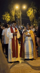 Nighttime religious procession draws crowds in Ancón, Peru