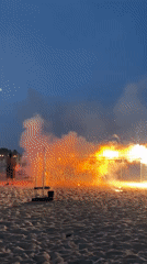 Evening festival with street drummers and beach fireworks in Canet de Mar