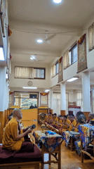 Buddhist monks hold ceremonial gathering at Dharamshala monastery