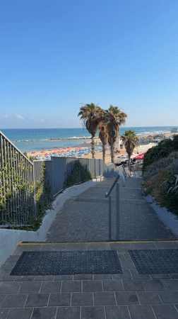 Morning beach scene at Bat Yam's shoreline