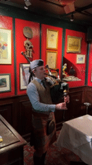 Scottish dinner with bagpipes held at London restaurant