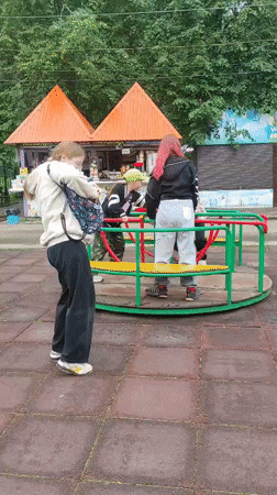 A quirky amusement park in Chaikovsky on a grey June morning
