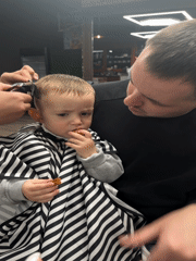 Russian barbershop visit and pet observations captured Sunday afternoon