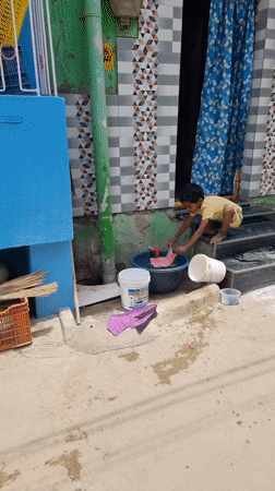 Morning life unfolds in Puttaparthi through ordinary moments