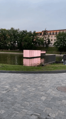 Pink art installation draws visitors to Kazan park pond