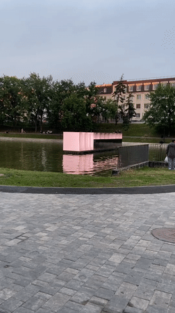 Pink art installation draws visitors to Kazan park pond