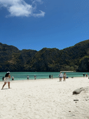 Tourists visit scenic Maya Bay in Thailand