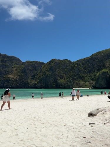 Tourists visit scenic Maya Bay in Thailand
