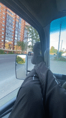 Dashboard camera captures evening traffic in Irkutsk, Russia