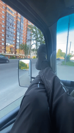 Dashboard camera captures evening traffic in Irkutsk, Russia