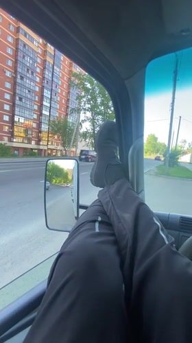 Dashboard camera captures evening traffic in Irkutsk, Russia