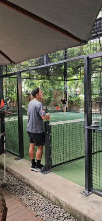 Early morning padel game documented in Denpasar, Indonesia