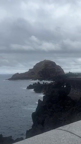 Coastal scenes captured at Porto Moniz amid choppy seas