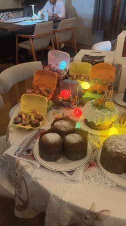 Easter treats displayed on table in Choeng Thale, Thailand