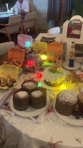 Easter treats displayed on table in Choeng Thale, Thailand