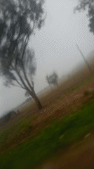 Vehicle passenger records rural landscape with ruins in Vom, Nigeria