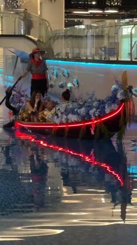 Indoor gondola attraction operates in Panyu District shopping complex