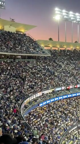 Dodger Stadium packed at dusk, June 2026