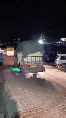 Night traffic and camping on the road through Palchan