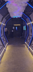 Early morning visitors explore space-themed recreation center in Denpasar