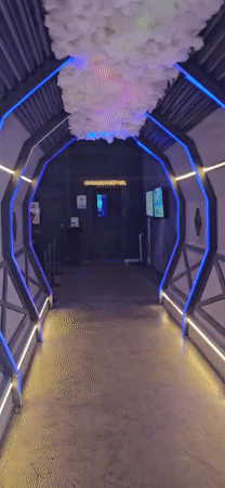 Early morning visitors explore space-themed recreation center in Denpasar