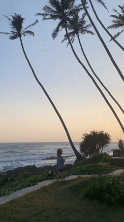 Sunset scenes along the rocky coastline of Habaraduwa, Sri Lanka