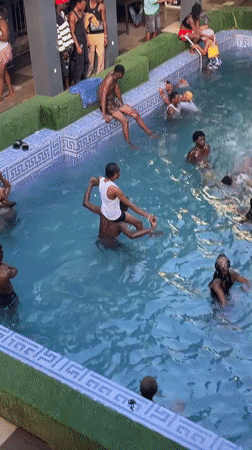 Swimming pool gathering draws crowds in Onitsha, Nigeria